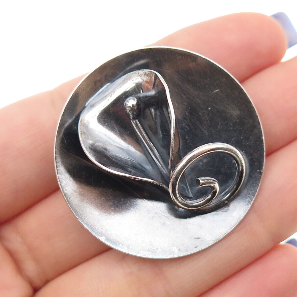 JOSEPH MASANIELLO 925 Sterling Silver Vintage Calla Lily Oxidized Pin Brooch